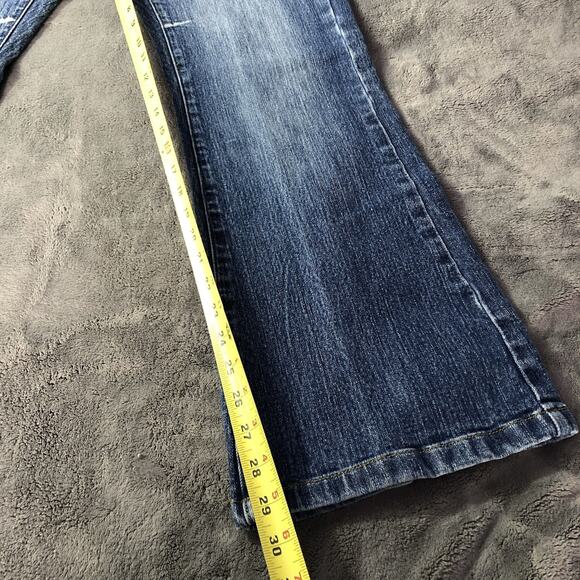 VTG Y2K Butterfly Embroidered Studded High Rise Flare Jeans Sz 14 Hippie Boho - Picture 8 of 12